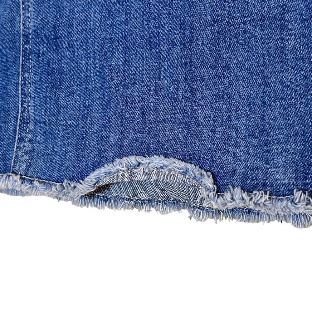 Talbots Denim Coastal Cowgirl Preppy Skirt Raw Fringe Hem Sexy Cottage Size 18 - Picture 2 of 6